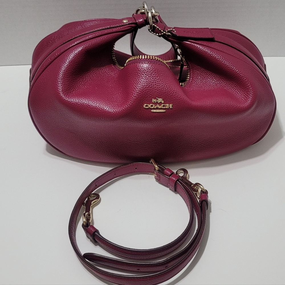 Coach Pebbled Leather Harley Hobo Shoulder Bag in Berry Plum - Picture 10 of 10